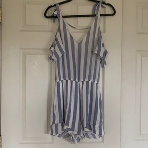Blue and white striped romper!